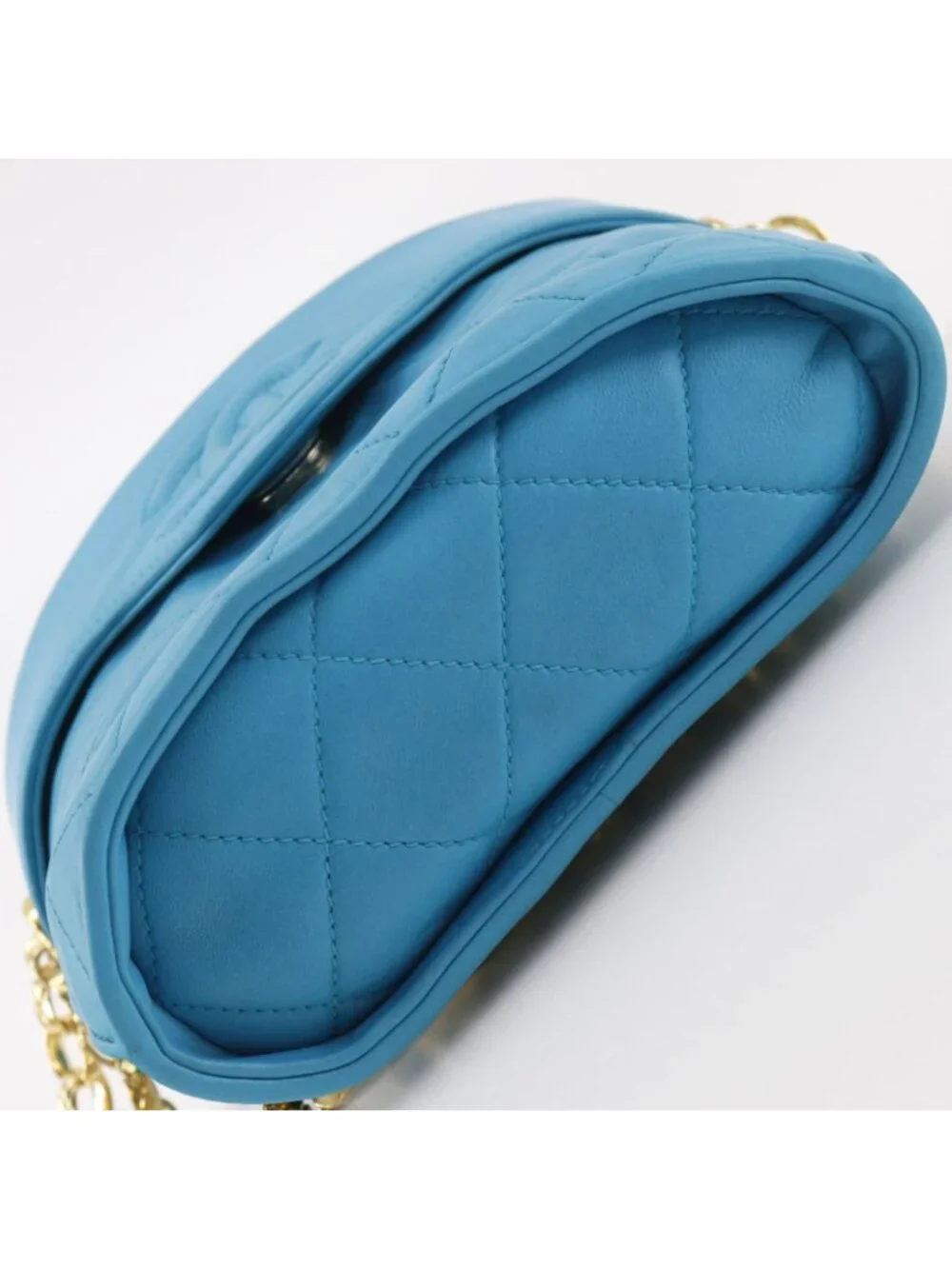 Chanel Mini Chain Shoulder CC Logo Quilted Tassel Lambskin Turquoise Blue Bag